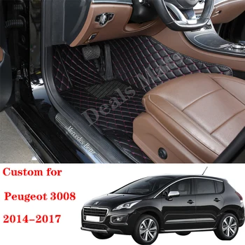 Автомобилни стелки за Peugeot 3008 2014 2015 2016 2017, водоустойчив детайли на интериора, килими, автомобилна поставка за крака, аксесоари